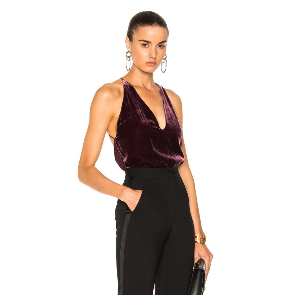 DION LEE Velvet Silk Fine Line Cami Top in Wine // M - Picture 2 of 14